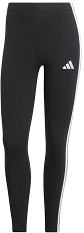 adidas Donna Essentials 3-Stripes Cotton Leggings Tights, Black/White, XL