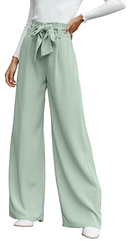 Cicy Bell Pantalon en tissu pour femme - Taille haute - Pantalon palazzo léger et ample - Pantalon décontracté - Pantalon large - Pantalon large