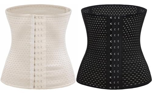 DOEOMK 2 Stück Korsett Damen Corsage Damen Korsage Waist Trainer Bauchweggürtel Dauchweg Mieder Korsett optimiert den Lendenbereich für sichtbar schlankere Taille Hüften und Bauch (L)