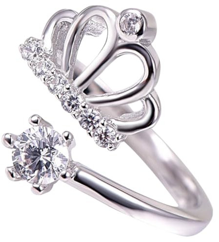 SOIMISS Verstellbarer Damen Ring Mit Kronen Design Und Funkelnden Strasssteinen Offener Schmuckring in Weißkupfer Platiniert Eleganter Vintage-stil Für Alltag Party Und Besondere Anlässe