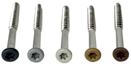 Ceta Painted Head Decking Screw for Composite Decking, ColouredColour Coded Screw, 4.2 x 55mm Stainless Steel, 5 Colours, Pack of 50 (Black (RAL9005) + T15 Bit)