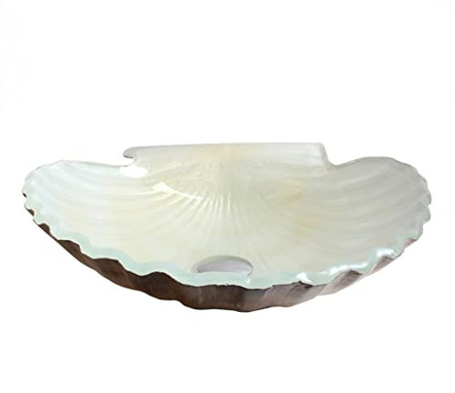 Lavandino del bagno,Lavandini a scodella for bagni,lavabo, Lavandino del bagno Lavabo da bagno Lavabo da bagno Lavandino da bagno in vetro con capesante Art Controsoffitto Lavandino da tavolo in vetro