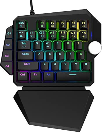 Tastiera meccanica da gioco con una sola mano, retroilluminazione LED RGB cablata USB Tastiera da gioco ergonomica for e-sport con una sola mano 44 tasti for console di gioco desktop tablet notebook,