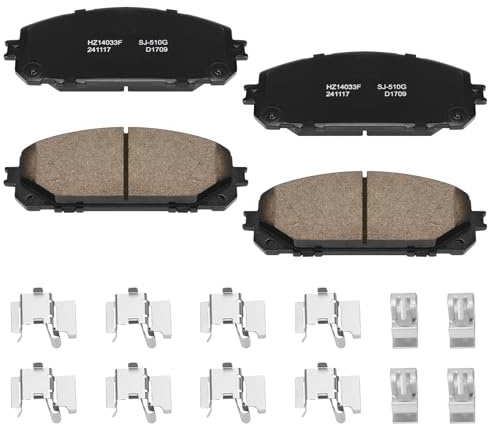 HECHENQICHE D1709 Front Ceramic Brake Pads Kit Fit For 2014-2015 Jeep Cherokee (for Vehicles with 12.99 Front and 12.6 Rear Rotor)