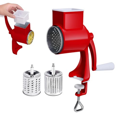 Rallador de queso de cocina, molinillo giratorio manual, cortador de mandolina, picador de alimentos con asa, triturador multiusos, herramienta de rejilla de manivela para cocinar coberturas