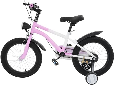 Taozhiyy Barncykel, 40 cm, pojkar, flickor, kolstål, legering, cykel, barncykel från 5–8 år, utbildningsfordon med LED-lampa höjdjustering, barn, rosa
