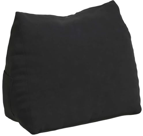 vidaXL Cojín de Espalda Negro 45 x 20 x 35 cm Tela de Pana, Decoración de Sala de Estar, Accesorios de sofá Modernos, Fundas Removibles, Cojines Suaves, cojín de Asiento Interior, cojín de relajación