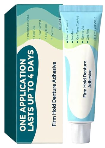 DAWCBVJQ Adhésif pour Prothèses Dentaires | 28g Fixation Sèche Résistante à l'Eau Tenue Longue Durée,Adhésif Dentaire,Pour Soins des Gencives et Appareils Dentaires Hommes Femmes