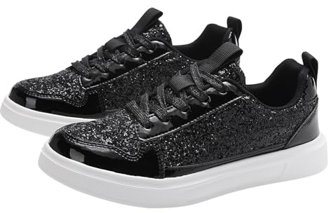 Generiska glitter sneakers strass sneakers lätta tennisskor, svart, 42 EU | Sneakers dam paljetter platta låga strass sneakers glitter loafers sneakers utomhus fritidsskor