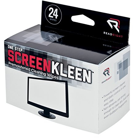 Read Right OneStep Screen Cleaner Wet Wipes, 24 Wipes per Box (RR1209)