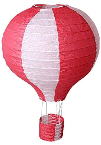 Lanterna di carta ad aria calda, decorazione per feste di nozze, paralume (30,5 cm, strisce rosse)