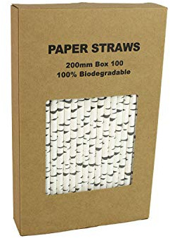 100 Pack Birch Bark Biodegradable Paper Straw for Birthdays, Weddings, Baby Showers Cyber Holiday 2026 Celebrations and Parties