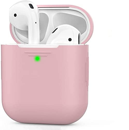 AhaStyle Coque AirPods 2 & 1, Étui en Silicone Souple Protection pour AirPods Housses Antichoc Intégrales Compatible avec Apple AirPods Supporte la Charge sans Fil (Rose & sans Mousqueton)