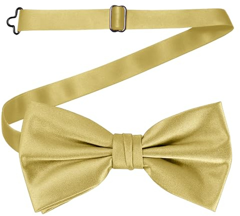 Trimming Shop Gold Men's Adjustable Pre-Tied Bow Tie, Solid Colour