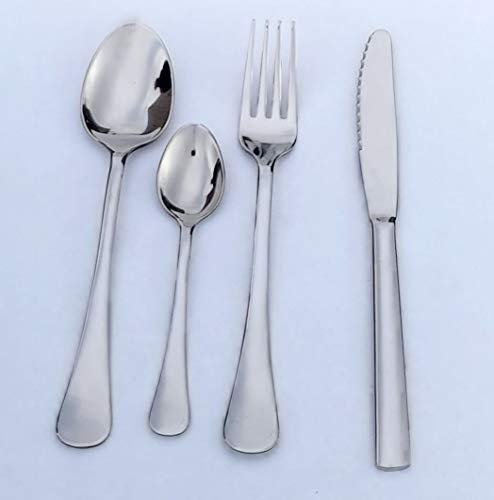 Service de couverts en acier inoxydable 12 pièces pour 3 personnes avec finition miroir, bord lisse sans points rugueux