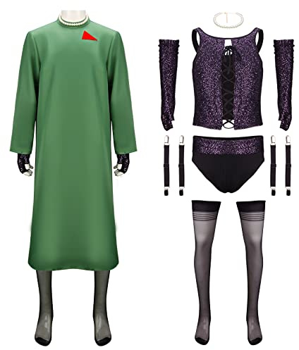 LIKUNGOU Rocky Horror Verkleidung Dr. Frank Furter Kostüm Transvestite Pailletten Weste Unterwäsche Fischnetz Halloween Rave Cosplay Outfit (M)