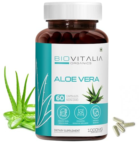 BIOVITALIA Aloe Vera Extract Capsule for Men & Women | Dietary Supplement | Support Immune System | Supports Healthy Digestion - 60 Veg Capsules
