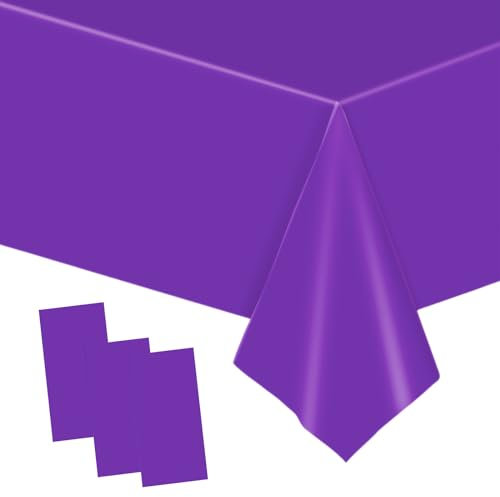 3P Nappe Rectangulaire Violet Nappe Jetable,137 x 274 cm/54 x 108 Pouces Nappe Exterieure Nappe Imperméable Nappe Mariage Jetable,Nappe Table de Jardin Extérieur pour Fête,Anniversaire,Pique-Nique