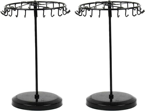 Young Wolf Espositore per Gioielli, Organizer per Gioielli, 23 Ganci in Ottone Girevole, Nero