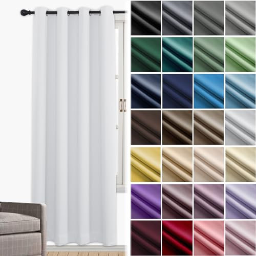 JRUI Tende per Interni Tenda Oscurante 1 Pannelli con Anelli Tenda Termica Isolante Tenda Camera da Letto Tende Coprenti Tende Fonoassorbenti 200 x 120cm (LxA) Bianco