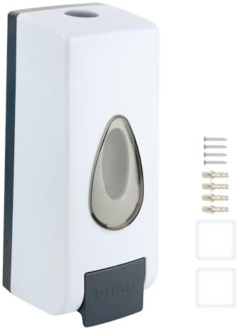 360ml Distributeur de Savon Manuel, Mural Simple tête Distributeur de Savon Liquide, Distributeur de Shampooing, Gel Douche de Salle de Bain, Porte-Shampooing Liquide, sans Perçage, avec vis (Blanc)