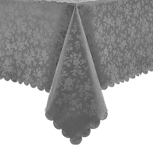 Romanstile Fyrkantig laminerad bordsduk 100 x 100 cm fläckbeständig elegant blommönster vaxduk dukar PVC vattentät för jul nyår fest födelsedag bröllop dekorativt bord