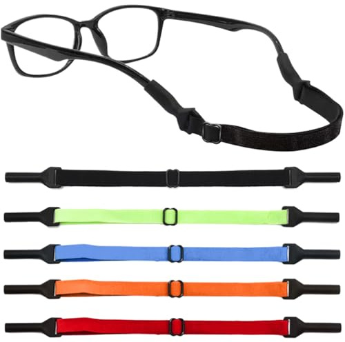 JEYORZY 5 Pièces Cordons Elastiques Pour Lunettes, Sport Nautique Corde à Lunette, Cordons à Lunettes Ajustable, Courroie Universelle Ajustable pour Lunettes, Sangles Lunettes Antidérapantes Réglables