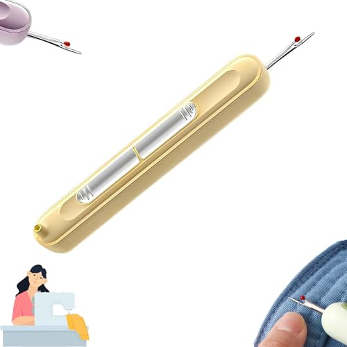 Genérico 2025 Enhebrador de agujas 2 en 1, descosedor, para coser, manualidades y tejer, amarillo