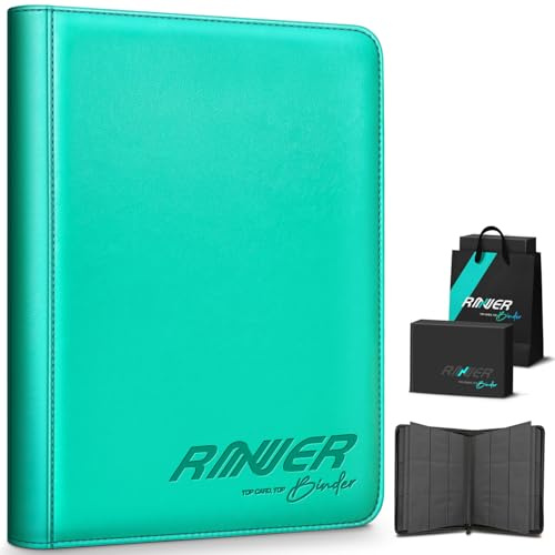 Ravaver Carpeta de 9 bolsillos, 540 tarjetas de intercambio, colección de juegos, carpeta de libros con fundas de carga lateral (verde)