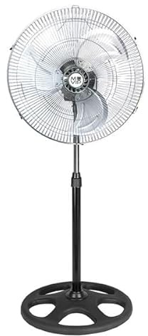 MUVIP - Ventilador industrial con pie (75 W, 45 cm, 3 velocidades), color plateado y negro