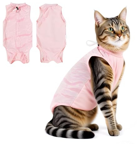 HMCEY Body Chat Post Operatoire,Gilet de Récupération,Body pour Chat Après Stérilisation,Vetement Chats Anti Lechage,Textiles pour Chats Respirante,Cat Clothing pour Après la Chirurgie Porter
