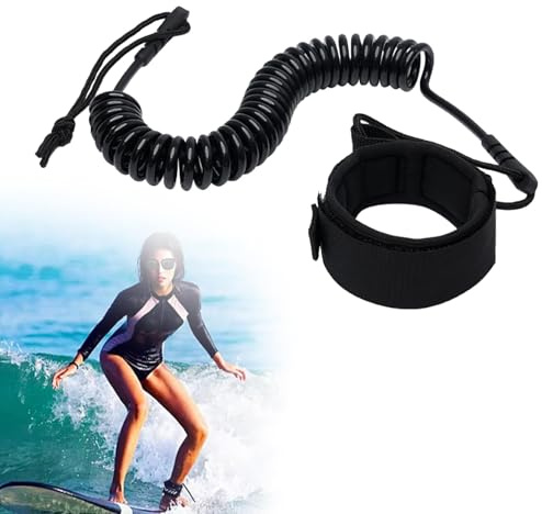 YIIWONI 10 piedi Leash per tavola da surf,Guinzaglio da paddle con cinghia di piede chiusura in velcro,Leash Surf per kayak,Bodyboard,Stand Up Paddle Board,Nero