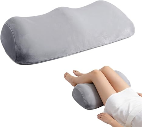 Atomvia Ergonomisches Kniekissen zum Schlafen, Doppel-Halbmond Kniekissen aus Memory Foam, Hellgrau Beinhochlagerungskissen Knee Pillow für Beine & Knie, 55x30x14,5 cm