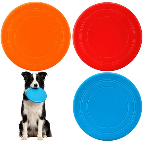 YcsRnn Dog Frisbee Indestructible, Frisbee Dog Toy for Outdoor Play for Dogs, Orange Red Blue Set of Three