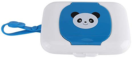Dispenser Portatile per Salviette Umidificate Bambino, Custodia Riutilizzabile per Passeggino con Tessuto Morbido, Portasalviette da Viaggio per Neonato (Blu)