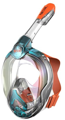 Seac Magica Full Face Snorkel Mask for Youth - Aquamarine/Orange