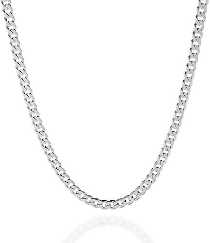 QUADRI - Elegante Kette Herren aus Panzerkette - Halskette Breite 5mm - Silberkette Herren aus 925er Echtsilber - Ketten Länge 56cm - Silberkette Made in Italy