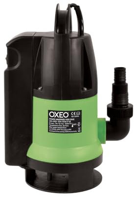 Oxeo Pompe vide cave flotteur integré - Pompe d'évacuation eaux chargées - 550W - H refoulement 7m - Pompe à eau immergé automatique, Noir, polypropylène