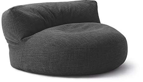 Lumaland Sitzsack Lounge | Sofa-Sitzsack 90 x 50 cm mit Rückenlehne | Flexibler Indoor Beanbag | Ergonomisch & Robust | Mit anpassungsfähiger EPS-Füllung | Waschbarer Bezug [Dunkelgrau]