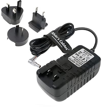Alvin's Cables Adaptador de Cable de alimentación para Hollyland RX TX Z CAM E2 Flagship Ángulo Recto Giratorio de 2 Pines Macho a AC Universal con convertidor de Adaptador de enchufes UK EU AU US