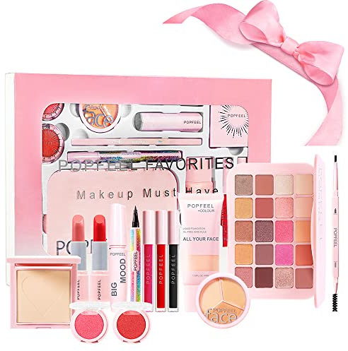 RoseFlower schminkset frauen, Professionelles Make-up-Set Teenager Mädchen Schminkkoffer Kosmetische Makeup Paletten Lidschatten Vollgesichts Schminke Geschenkset mit Tragbare Reise #1