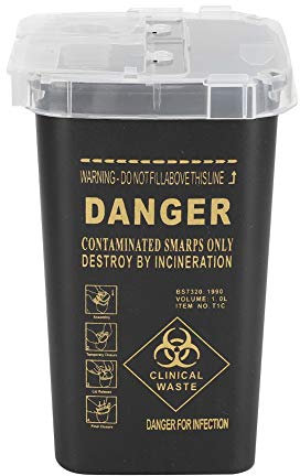 KENANLAN Boîte de Déchets de Collecteur de Conteneur D'Aiguille de Tatouage de Coupeur de Lame Jetable en Plastique (Noir)