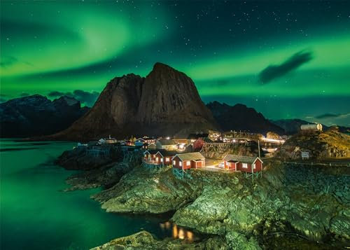 Ravensburger Puzzle 12000357 1000 Teile - Aurora Borealis Norwegen, Nordlichter über Hamnoy - Puzzle für Erwachsene und Kinder ab 14 Jahren,Puzzle mit Norwegen-Motiv, [Exklusiv bei Amazon]