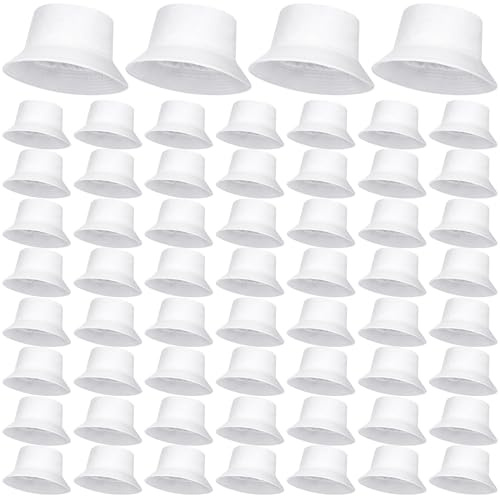 Mepase 60 Pcs Bucket Hat, Cotton Summer Cap for Women Men Summer Solid Color Beach Getaway Fisherman's Hat Outdoor and Travel (22.04-22.83 Inch)