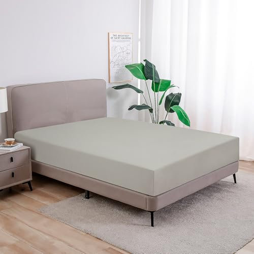Softex Royal - Klassisches Spannbettlaken - 100% Baumwolle Jersey Spannbettlaken in vielen Farben und Größen - Markenqualität, Hellgrau, 90 x 200 cm - 100 x 200 + 27 cm 100% gekämmte Baumwolle