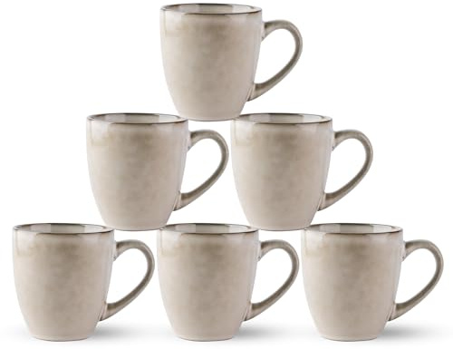 GBHOME Ceramic Stoneware kaffemuggar set med 6,12 oz stoneware kaffemuggar set för pappa/mamma/kvinnor/män, lätta kaffekoppar för latta/tea/öl/varm cocoa, diskwasher&Microwave Safe, cappuccino