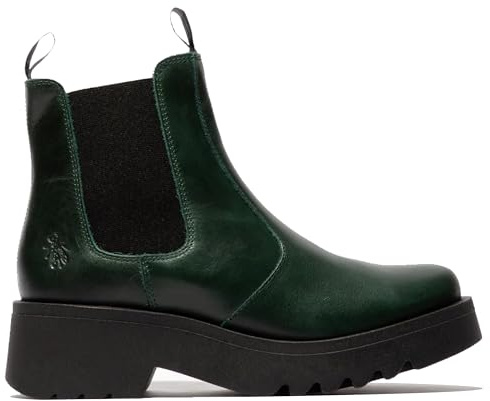 Infinity Leather Botas Chelsea de Plataforma de Cuero con Cuña MEDI789 Para Mujer de FLY en Verde Petróleo