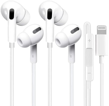 Lot de 2 écouteurs Lightning avec câble, certifiés Apple MFi, écouteurs intra-auriculaires, stéréo Hi-Fi, pour iPhone 14/13/12/11/8/7/X/Pro/Pro Max (2)