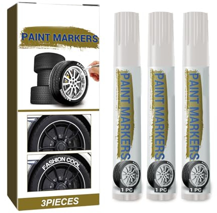 3Pieces Tire Marker Pens White Waterproof Paint Marker White
