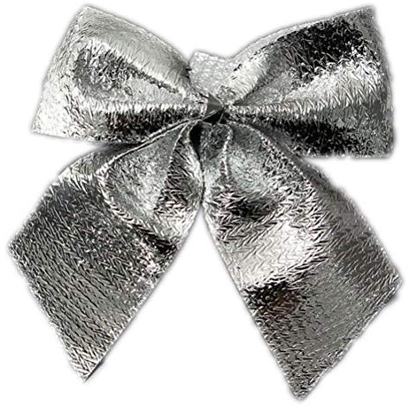 LUOEM Weihnachtsdekor 24 StüCk Silber Schleifen 5.5 Cm Glitzernde BaumschmuckbäNder FüR Weihnachtsbaum Deko Party- Und Diy-BastelzubehöR